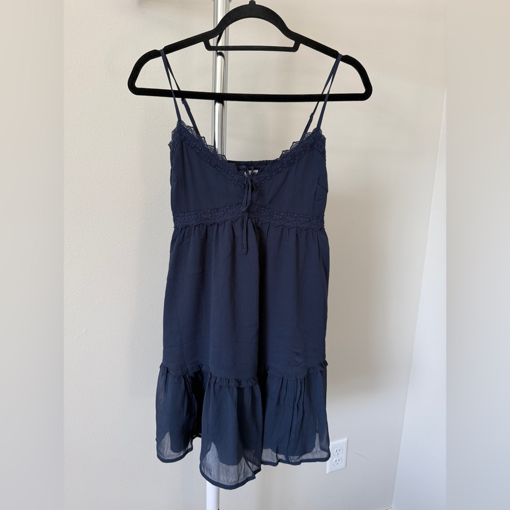 NWT Hollister Navy Blue Lace Trim Cutout Sundress
